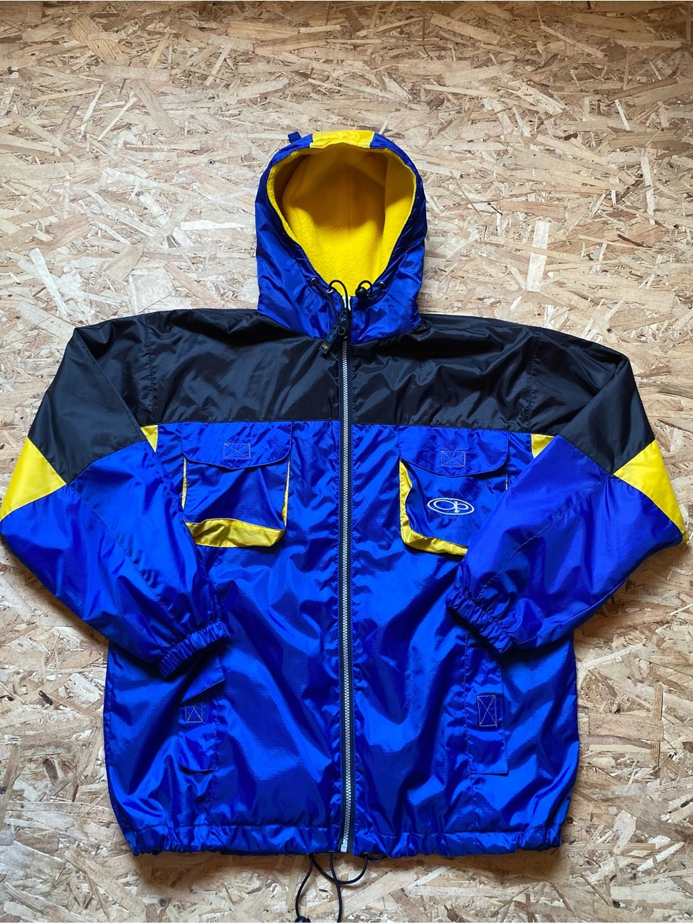 OP Y2K Vintage Blue, Black & Yellow Windbreaker Jacket